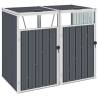 Double Garbage Bin Shed Grey 143x81x121 cm Steel Colour grey Size 2 bins Number of bins 1 