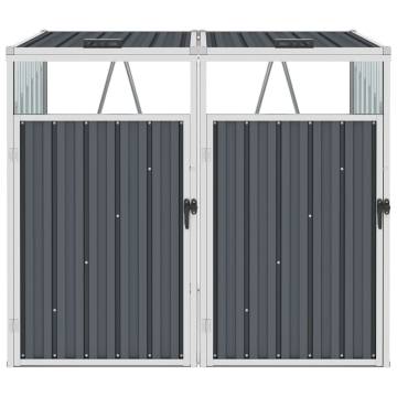 Double Garbage Bin Shed Grey - Durable Steel Storage Solution