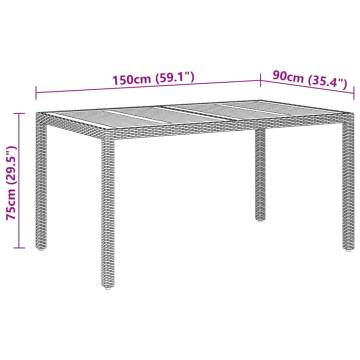 Stylish Garden Table 150x90 cm - Acacia Wood & Poly Rattan