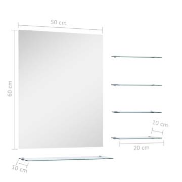 Elegant Wall Mirror with 5 Shelves - Silver 50x60 cm