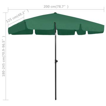 Green Beach Umbrella 200x125 cm - UV Protection & Durable