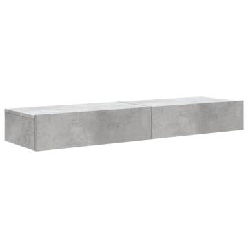 Stylish TV Cabinets with LED Lights - Concrete Grey - 2 pcs