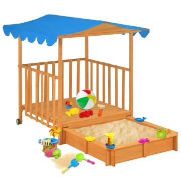 Kids Playhouse with Sandbox - Fir Wood Blue UV50 Protection