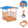 Kids Playhouse with Sandbox - Fir Wood Blue UV50 Protection