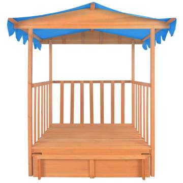 Kids Playhouse with Sandbox - Fir Wood Blue UV50 Protection