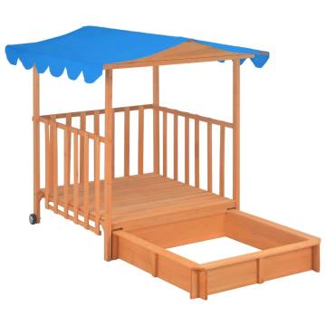 Kids Playhouse with Sandbox - Fir Wood Blue UV50 Protection