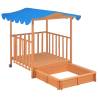 Kids Playhouse with Sandbox - Fir Wood Blue UV50 Protection