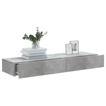 Stylish TV Cabinets with LED Lights - Concrete Grey - 2 pcs