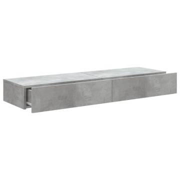 Stylish TV Cabinets with LED Lights - Concrete Grey - 2 pcs