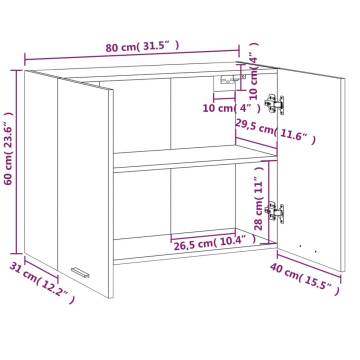 Hanging Cabinet Grey Sonoma 80x31x60 cm | Hipomarket