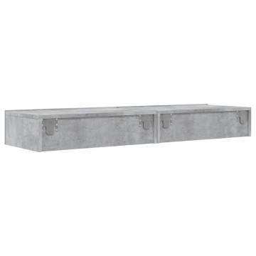 Stylish TV Cabinets with LED Lights - Concrete Grey - 2 pcs