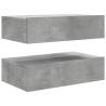 Stylish TV Cabinets with LED Lights - Concrete Grey - 2 pcs