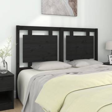 Stylish Black Bed Headboard - Solid Pine Wood | HipoMarket