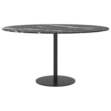 Black Ø80 cm Tempered Glass Table Top with Marble Design