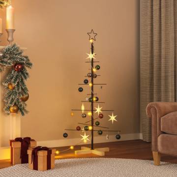 Metal Christmas Tree with Wooden Base Black - 120 cm - HipoMarket