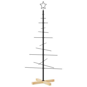 Metal Christmas Tree with Wooden Base Black - 120 cm - HipoMarket