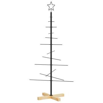 Metal Christmas Tree with Wooden Base Black - 120 cm - HipoMarket