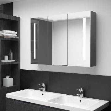 LED Bathroom Mirror Cabinet 89x14x62 cm - Grey | Hipomarket