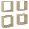 Wall Cube Shelves 4 pcs Sonoma Oak - Stylish Storage Solution