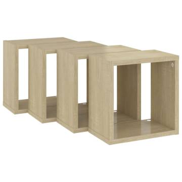 Wall Cube Shelves 4 pcs Sonoma Oak - Stylish Storage Solution