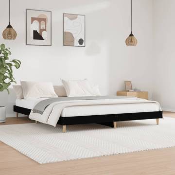 Black Bed Frame 160x200 cm | Durable Engineered Wood