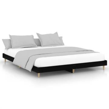 Black Bed Frame 160x200 cm | Durable Engineered Wood