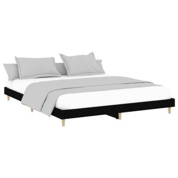 Black Bed Frame 160x200 cm | Durable Engineered Wood