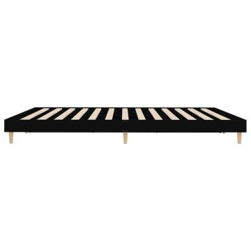 Black Bed Frame 160x200 cm | Durable Engineered Wood