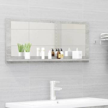 Stylish Concrete Grey Bathroom Mirror - 90x10.5x37 cm