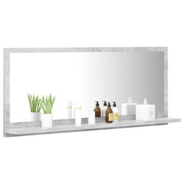 Stylish Concrete Grey Bathroom Mirror - 90x10.5x37 cm