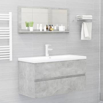 Stylish Concrete Grey Bathroom Mirror - 90x10.5x37 cm