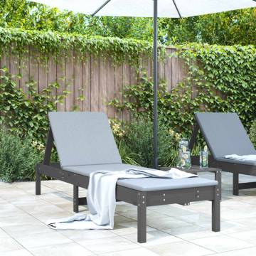 Sun Lounger Grey - Solid Wood Pine | Ideal for Outdoors