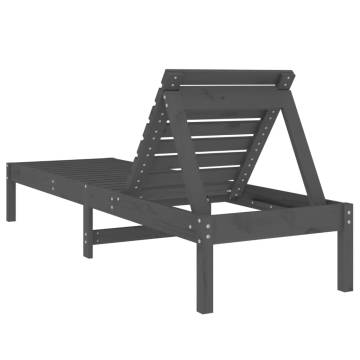 Sun Lounger Grey - Solid Wood Pine | Ideal for Outdoors