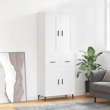 Stylish Highboard White 69.5x34x180 cm - Hipomarket