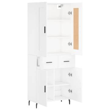 Stylish Highboard White 69.5x34x180 cm - Hipomarket