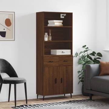 Stylish Highboard Brown Oak - 69.5x34x180 cm | Hipo Market