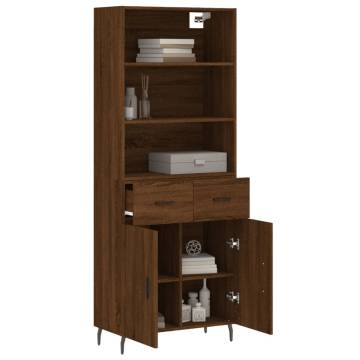 Stylish Highboard Brown Oak - 69.5x34x180 cm | Hipo Market