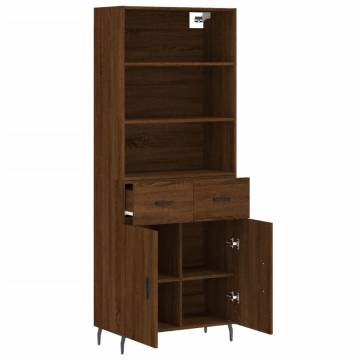 Stylish Highboard Brown Oak - 69.5x34x180 cm | Hipo Market