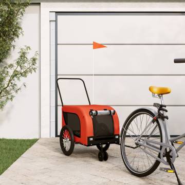 Pet Bike Trailer - Orange & Black Oxford Fabric | HipoMarket