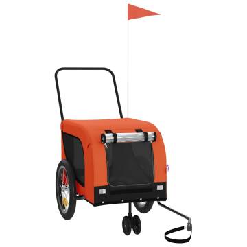 Pet Bike Trailer - Orange & Black Oxford Fabric | HipoMarket