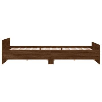 Brown Oak Bed Frame with Headboard & Footboard - Super King Size