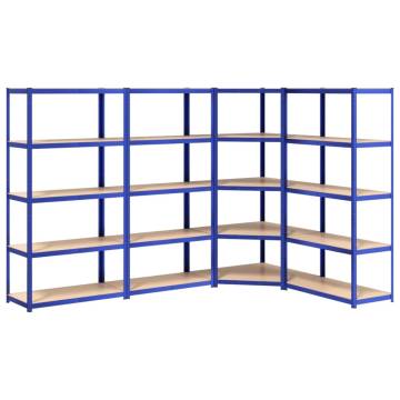 5-Layer Shelves 4 pcs Blue Steel & Engineered Wood - Durable & Versati