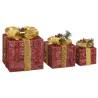 Decorative Christmas Gift Boxes - 3 Pcs Red Indoor/Outdoor