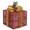 Decorative Christmas Gift Boxes - 3 Pcs Red Indoor/Outdoor