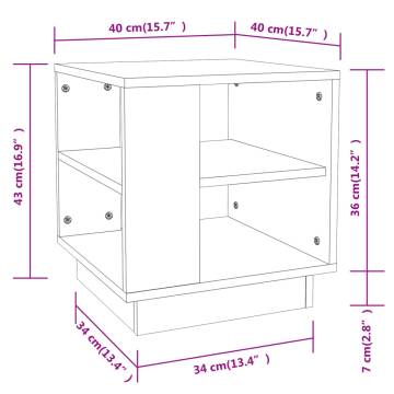 Modern White Coffee Table - 40x40x43 cm - Engineered Wood