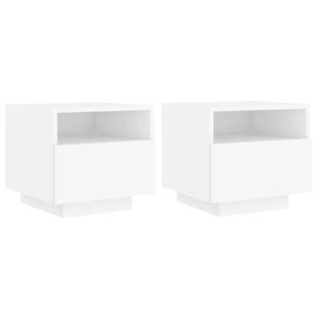 Stylish Bedside Cabinets with LED Lights - 2 pcs White