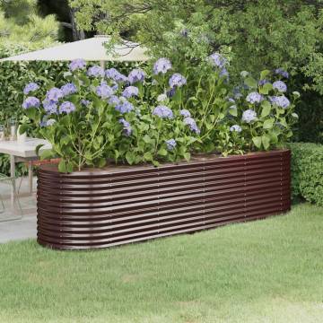 Garden Raised Bed - Powder-coated Steel 296x80x68 cm Brown