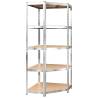 5-Layer Shelves - 4 pcs Silver Steel & Engineered Wood