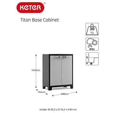 Keter Low Storage Cabinet Titan | Black & Grey | 100 cm