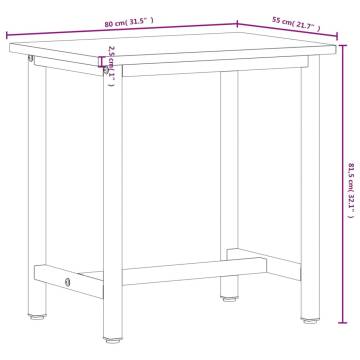 Workbench 80x55x81.5 cm - Solid Wood Beech and Metal